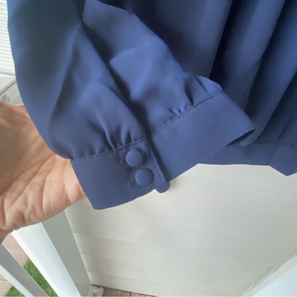 MADEWELL Navy Blue Front Tie Blouse - Picture 13 of 13